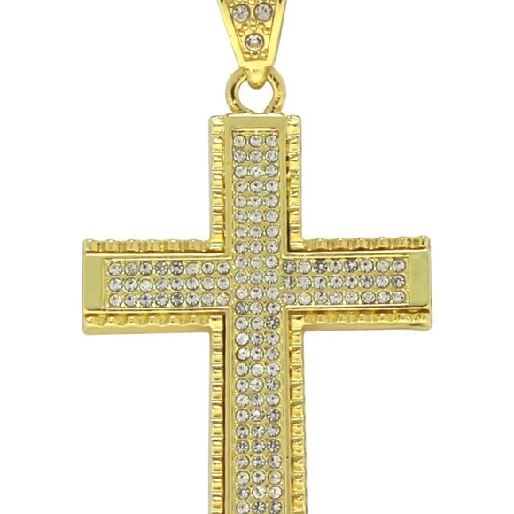 14K Gold Plated Cross & Chain Set - Picture 4 of 4